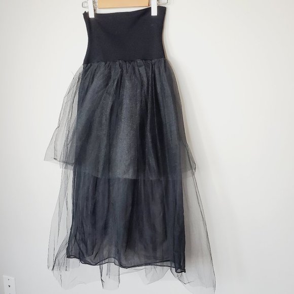 VINTAGE RECTANGLE BLANC PARIS Black Tulle Skirt - Picture 6 of 15